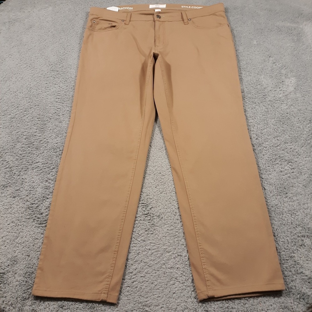 Brax Feel Good Pants Marathon Cooper Chino Mens Size 40 x 30 Tan Stretch Modern